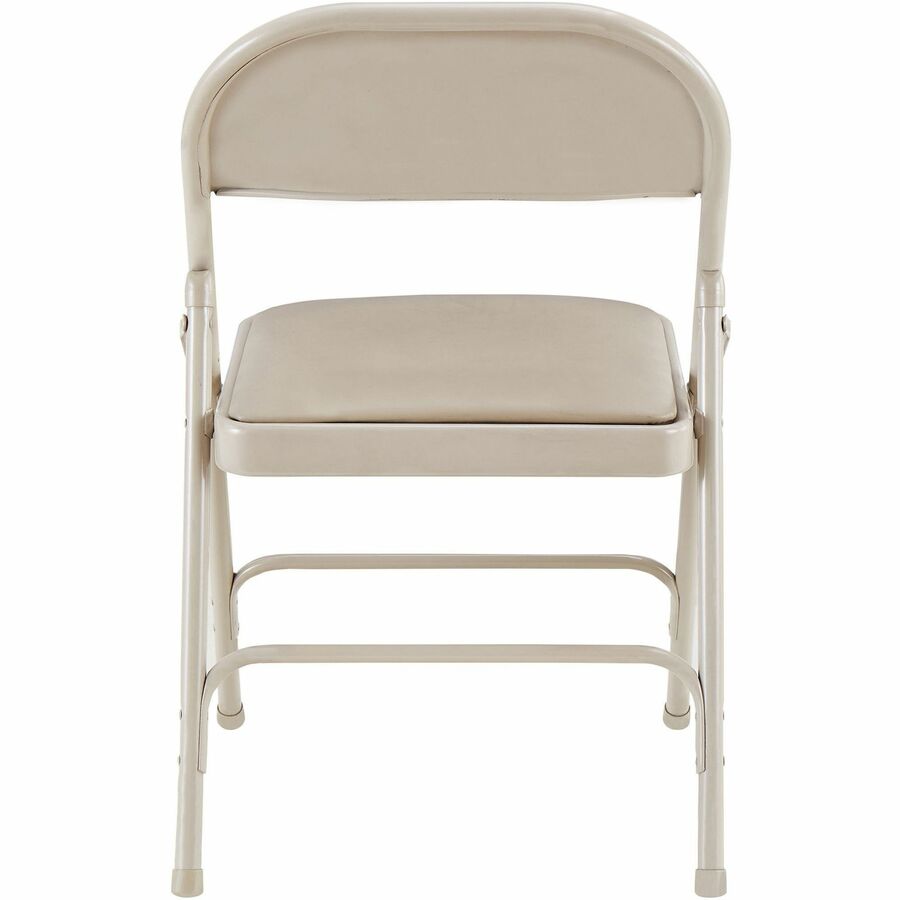 Lorell Padded Seat Folding Chairs - Beige Seat Color - Vinyl Seat Material - Beige Frame Color - Steel Frame Material - 