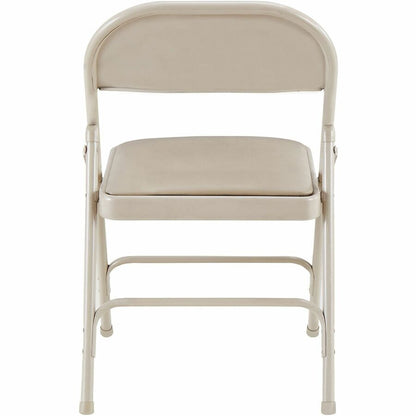 Lorell Padded Seat Folding Chairs - Beige Seat Color - Vinyl Seat Material - Beige Frame Color - Steel Frame Material - 