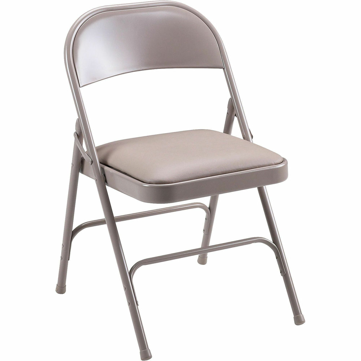 Lorell Padded Seat Folding Chairs - Beige Seat Color - Vinyl Seat Material - Beige Frame Color - Steel Frame Material - 