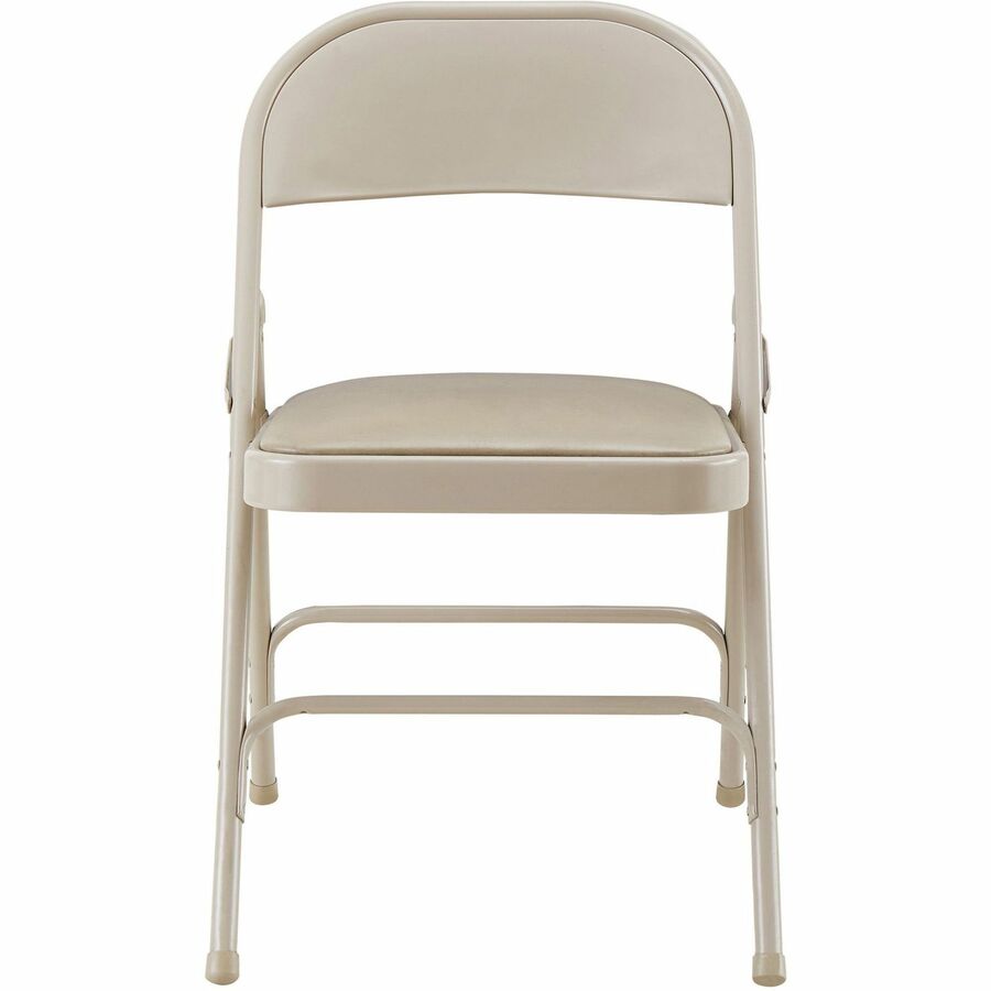 Lorell Padded Seat Folding Chairs - Beige Seat Color - Vinyl Seat Material - Beige Frame Color - Steel Frame Material - 