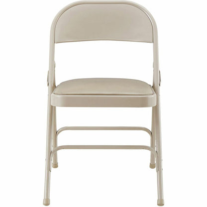 Lorell Padded Seat Folding Chairs - Beige Seat Color - Vinyl Seat Material - Beige Frame Color - Steel Frame Material - 