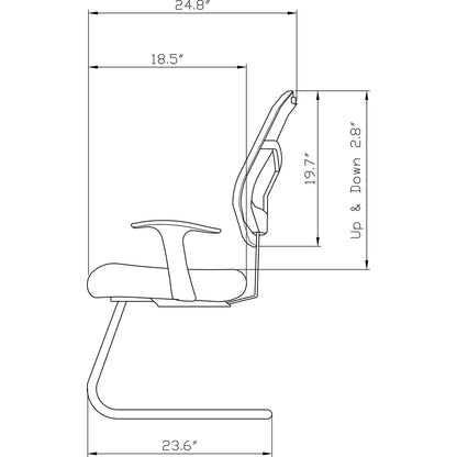 Lorell ErgoMesh Series Mesh Back Guest Chair with Arms - Black Seat Color - Fabric Seat Material - Black Back Color - Me