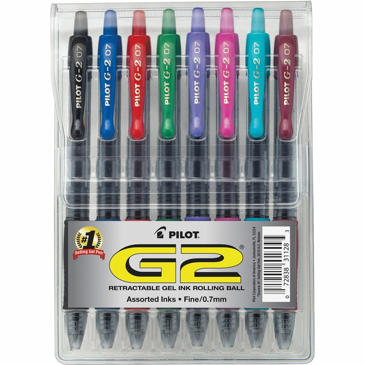 G2 Premium Gel Ink Retractable Pens - Fine 0.7mm Point Size - Refillable - Retractable - Assorted Gel-based Ink - 8 / Pa