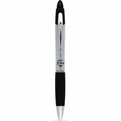Zebra Z-grip Max Retractable Ballpoint Pens - 1 mm Medium Conical Pen Point - Retractable - Black Ink - Gray Barrel - 12