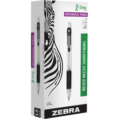 Zebra Z-grip Clear Barrel Mechanical Pencil - 0.7 mm Lead - Refillable - Clear Barrel - 1 Dozen