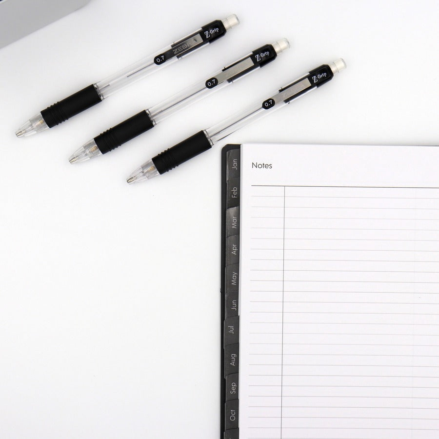 Zebra Z-grip Clear Barrel Mechanical Pencil - 0.7 mm Lead - Refillable - Clear Barrel - 1 Dozen