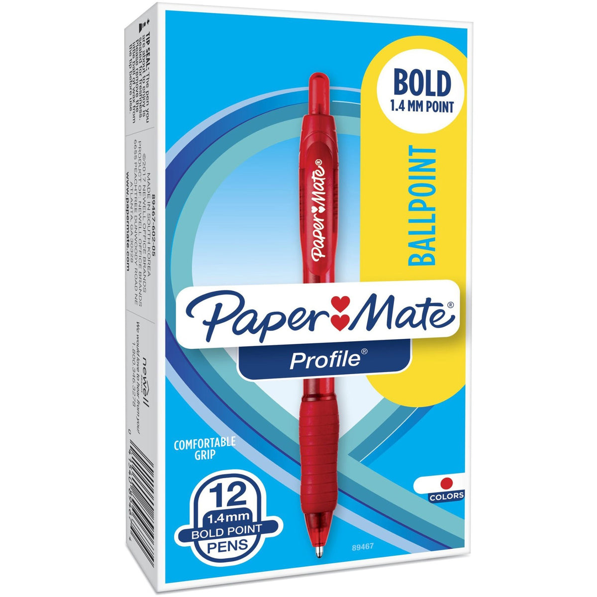 Paper Mate Profile Retractable Ballpoint Pens - 1.4 mm Super Bold Pen Point - Retractable - Red Ink - Red Barrel - 12 / 