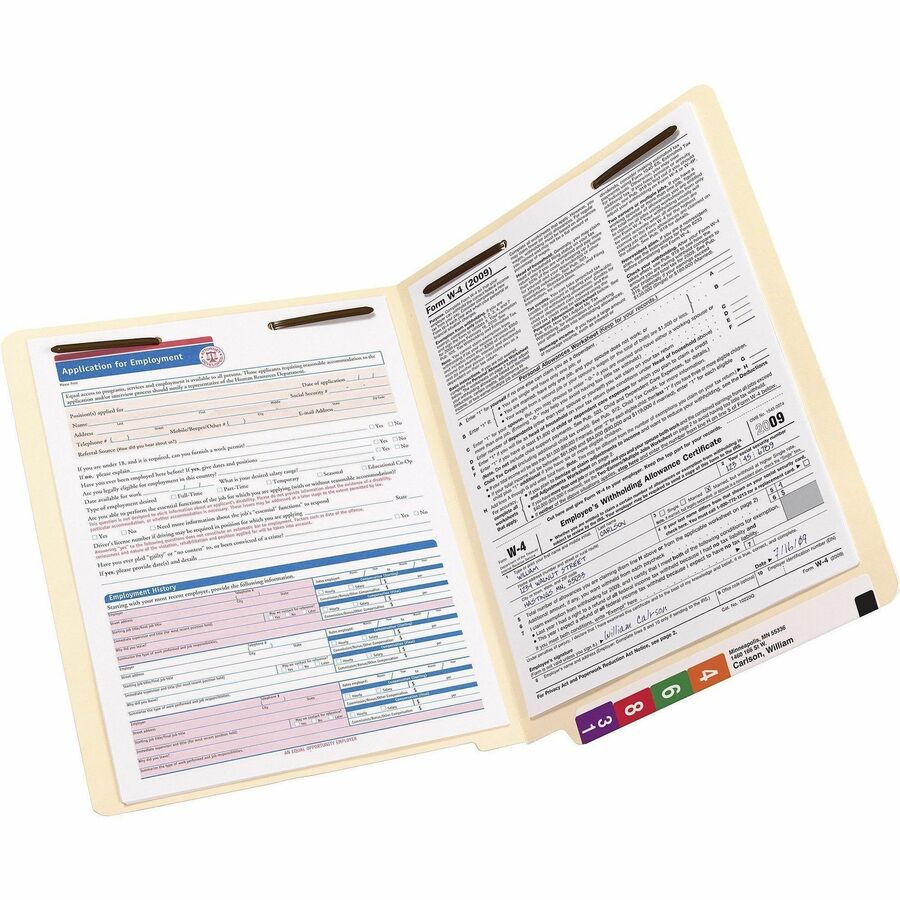 Smead Straight Tab Cut Letter Recycled Fastener Folder - 8 1/2" x 11" - 3/4" Expansion - 2 x 2B Fastener - 2" for Folder