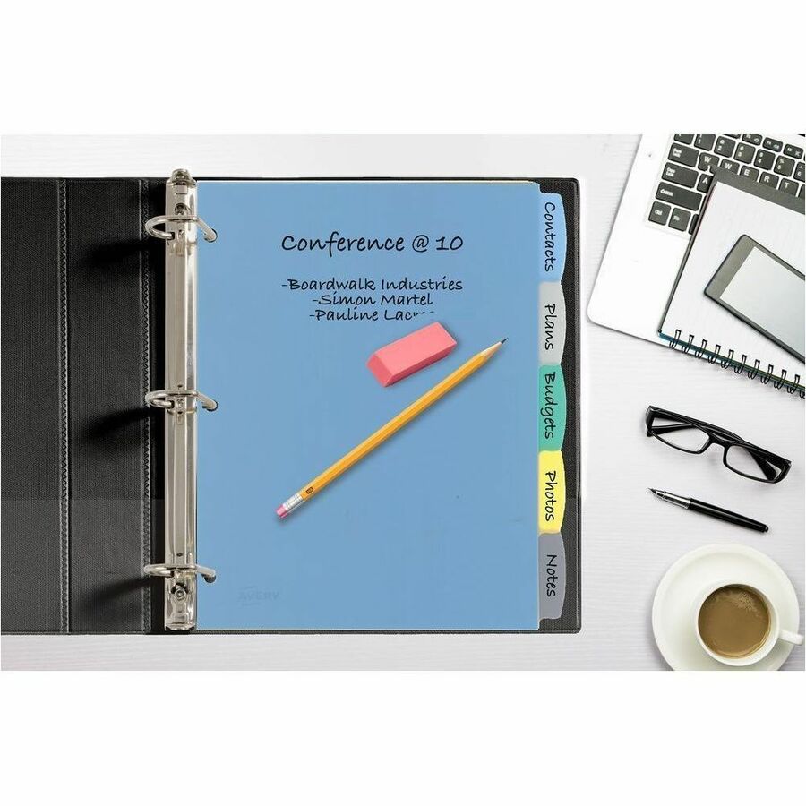 Avery Big Tab Write & Erase Plastic Dividers - 5 x Divider(s) - 5 Write-on Tab(s) - 5 Tab(s)/Set - 8.5" Divider Width x 