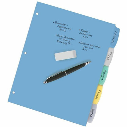 Avery Big Tab Write & Erase Plastic Dividers - 5 x Divider(s) - 5 Write-on Tab(s) - 5 Tab(s)/Set - 8.5" Divider Width x 