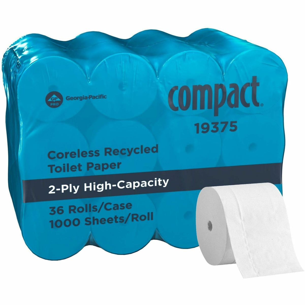 Compact Coreless Recycled Toilet Paper - 2 Ply - 4.05" Width x 3.85" Length - 1000 Sheets/Roll - White - 36 / Carton
