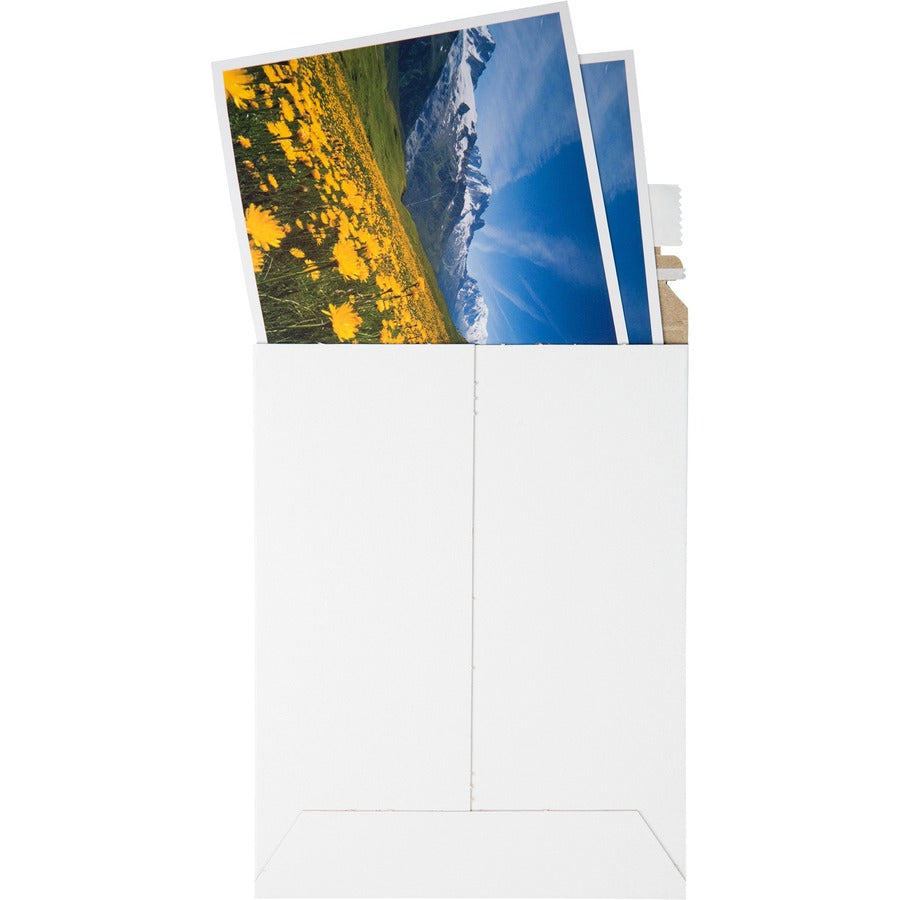 Quality Park Sturdy Fiberboard Photo Mailers - Board - 6" Width x 8" Length - Self-sealing - White - Fiberboard - 25 / B
