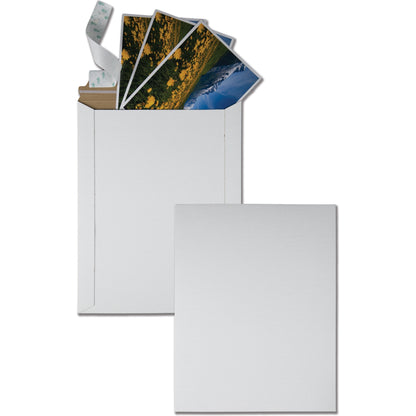 Quality Park Sturdy Fiberboard Photo Mailers - Board - 9 3/4" Width x 12 1/2" Length - Self-sealing - White - Fiberboard
