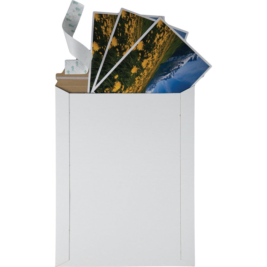 Quality Park Sturdy Fiberboard Photo Mailers - Board - 9 3/4" Width x 12 1/2" Length - Self-sealing - White - Fiberboard