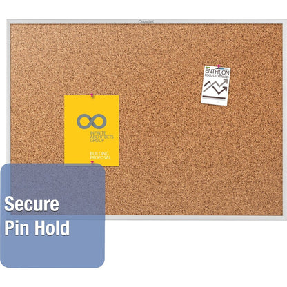 Quartet Classic Series Bulletin Board - 36" Board Height x 60" Board Width - Brown Natural Cork Surface - 1 Each