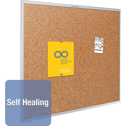 Quartet Classic Series Bulletin Board - 36" Board Height x 60" Board Width - Brown Natural Cork Surface - 1 Each