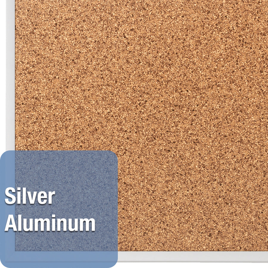 Quartet Classic Series Bulletin Board - 48" Board Height x 72" Board Width - Brown Natural Cork Surface - 1 Each