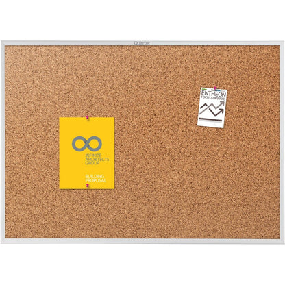 Quartet Classic Series Bulletin Board - 48" Board Height x 72" Board Width - Brown Natural Cork Surface - 1 Each