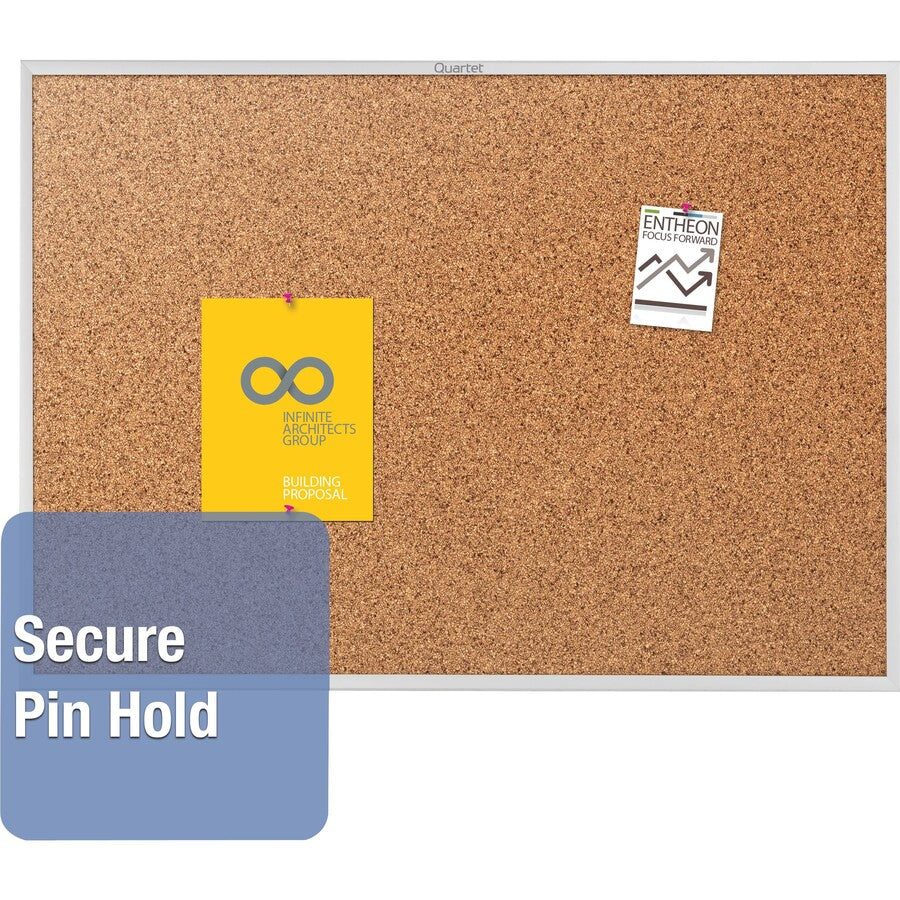 Quartet Classic Series Bulletin Board - 48" Board Height x 72" Board Width - Brown Natural Cork Surface - 1 Each