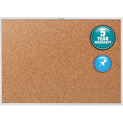 Quartet Classic Series Bulletin Board - 48" Board Height x 72" Board Width - Brown Natural Cork Surface - 1 Each