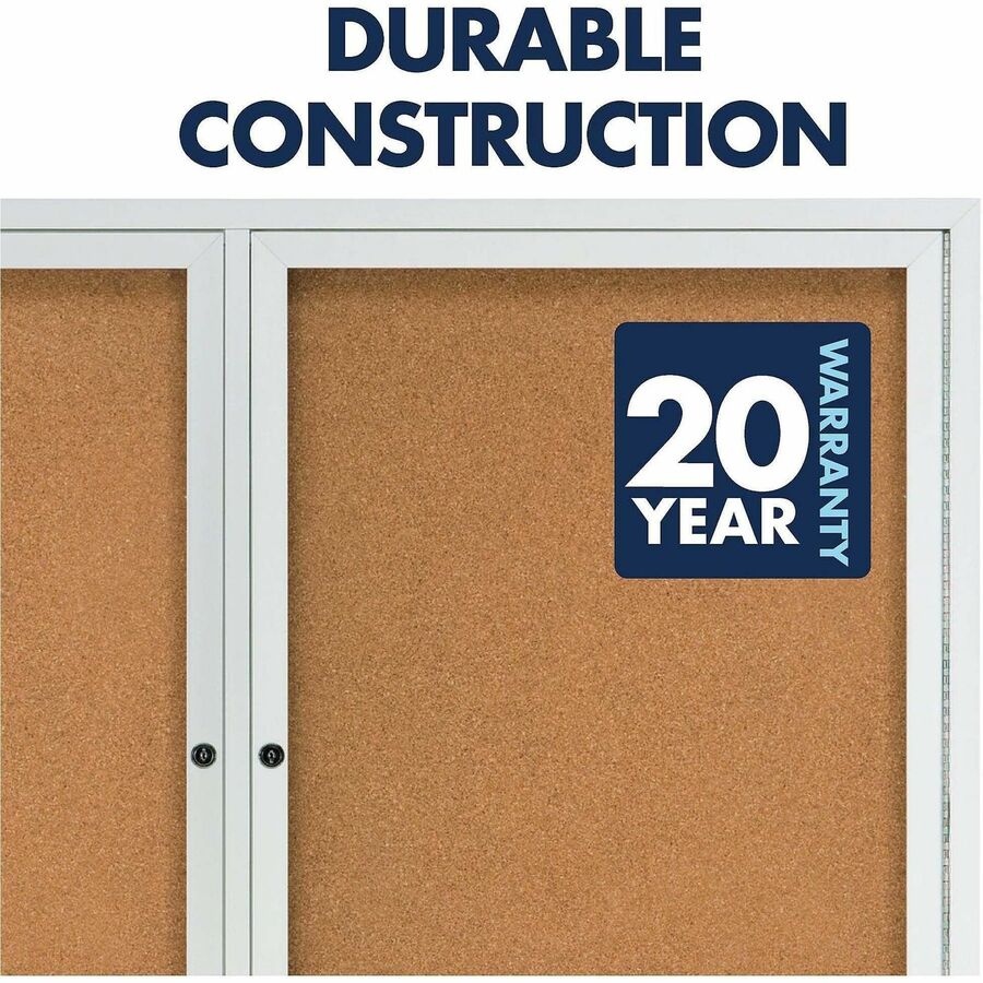 Quartet Enclosed Bulletin Board for Indoor Use - 36" Board Height x 24" Board Width - Brown Natural Cork Surface - 1 Car