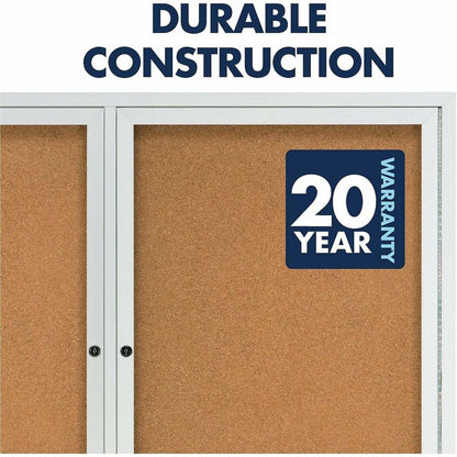 Quartet Enclosed Bulletin Board for Indoor Use - 36" Board Height x 24" Board Width - Brown Natural Cork Surface - 1 Car