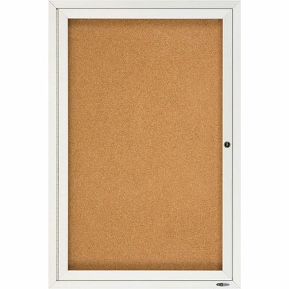Quartet Enclosed Bulletin Board for Indoor Use - 36" Board Height x 24" Board Width - Brown Natural Cork Surface - 1 Car