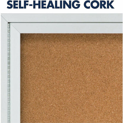 Quartet Enclosed Bulletin Board for Indoor Use - 36" Board Height x 48" Board Width - Brown Natural Cork Surface - 1 Eac