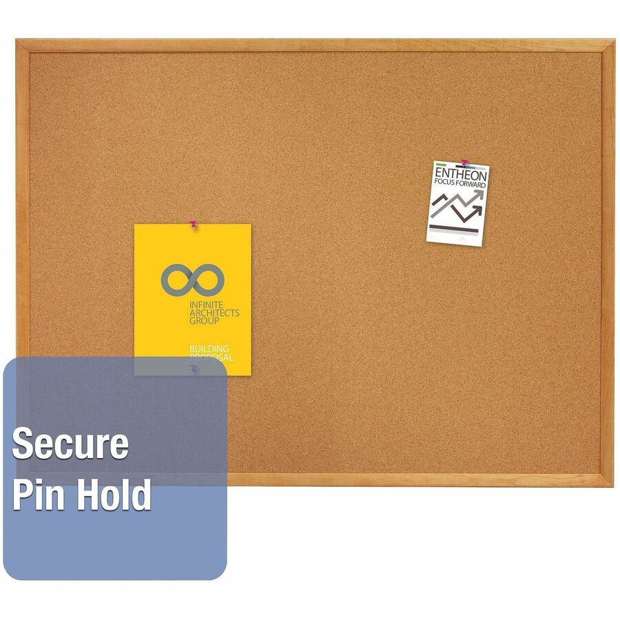 Quartet Classic Series Cork Bulletin Board - 24" Board Height x 36" Board Width - Brown Natural Cork Surface - 1 Each
