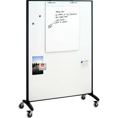 Quartet Motion Room Divider - 36" (3 ft) Width x 72" (6 ft) Height - White Porcelain Surface - Graphite Metal Frame - Ma