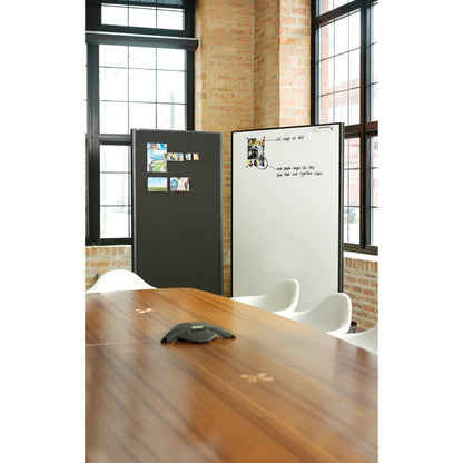Quartet Motion Room Divider - 36" (3 ft) Width x 72" (6 ft) Height - White Porcelain Surface - Graphite Metal Frame - Ma