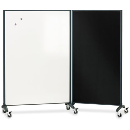 Quartet Motion Room Divider - 36" (3 ft) Width x 72" (6 ft) Height - White Porcelain Surface - Graphite Metal Frame - Ma