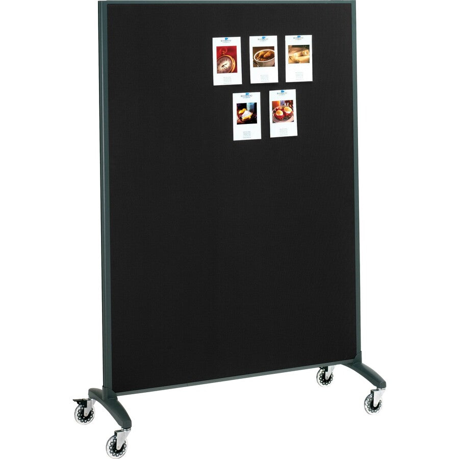 Quartet Motion Room Divider - 48" (4 ft) Width x 72" (6 ft) Height - White Porcelain Surface - Graphite Metal Frame - Ma