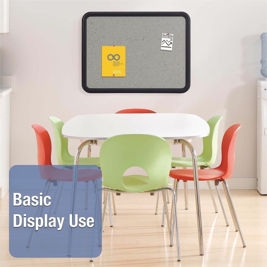 Quartet Contour Bulletin Board - 24" Board Height x 36" Board Width - Faux Granite Surface - Self-healing, Durable - Bla