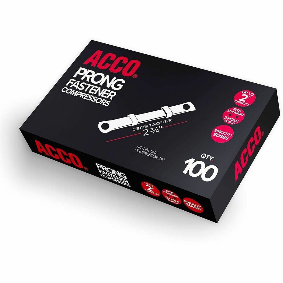 ACCO File Fastener Base - Standard - 1" Size Capacity - Heavy Duty, Coined Edge, Self-adhesive - Metal - 100 / Box
