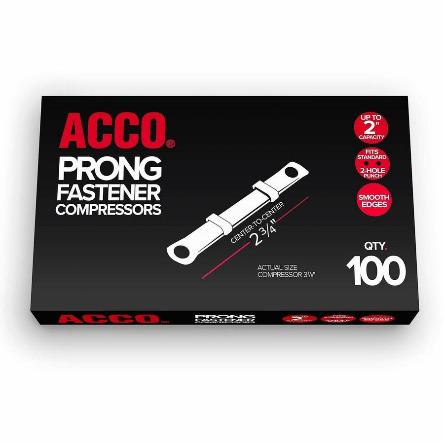 ACCO File Fastener Base - Standard - 1" Size Capacity - Heavy Duty, Coined Edge, Self-adhesive - Metal - 100 / Box