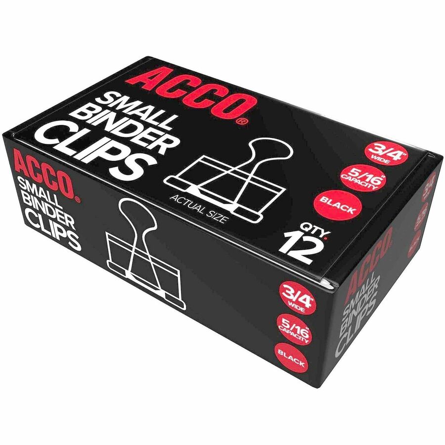 ACCO Small Foldback Binder Clips - Small - 0.7" Width - 0.31" Size Capacity - Reusable, Non-slip Grip, Rust Resistant, S