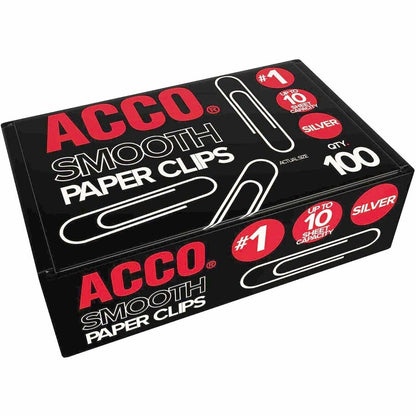 ACCO Premium Paper Clips - No. 1 - 10 Sheet Capacity - Strain Resistant, Galvanized, Corrosion Resistant - Silver - Meta