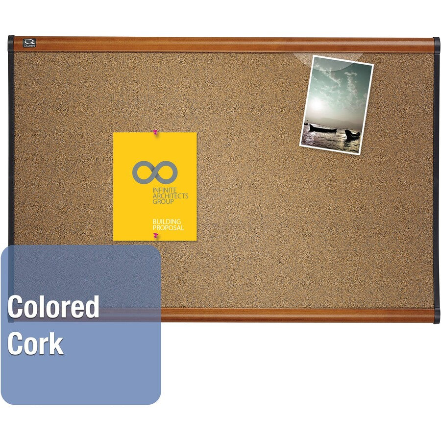 Quartet Prestige Bulletin Board - 36" Board Height x 48" Board Width - Brown Cork Surface - Self-healing, Durable - Ligh