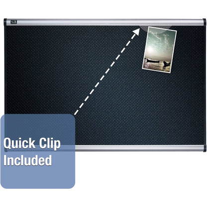 Quartet Prestige Embossed Bulletin Board - 24" Board Height x 36" Board Width - Black Foam Surface - Self-healing - Silv