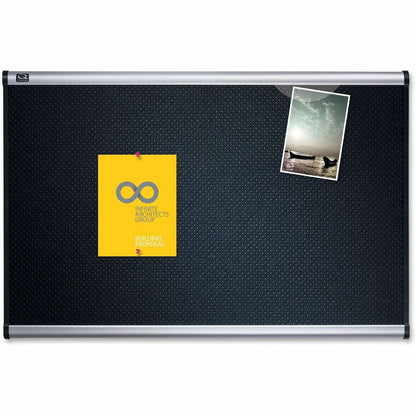 Quartet Prestige Embossed Foam Bulletin Board - 36" Board Height x 48" Board Width - Black Foam Surface - Self-healing -