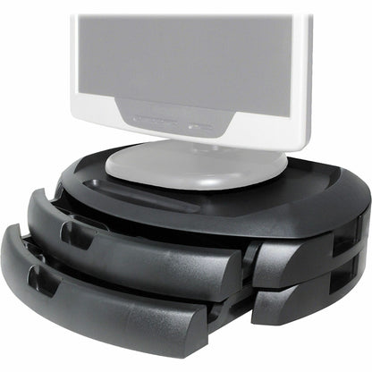 Kantek 2-Drawer Black Monitor Stand/Organizer - Flat Panel Display Type Supported - 5" Depth - Black - 1 Each