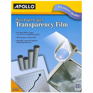 Apollo Plain Paper Copier Transparency Film - 8 1/2" x 11" - Black, White - 1 Box