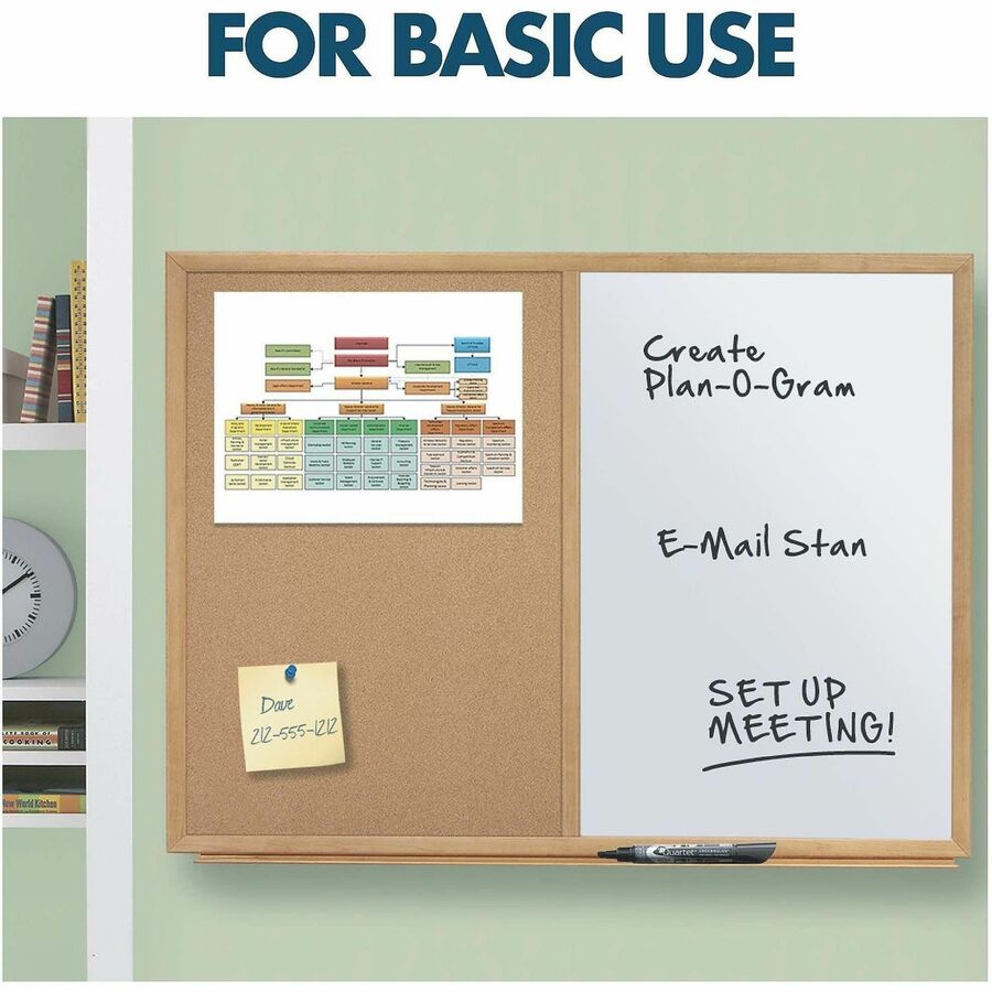 Quartet Standard Combination Whiteboard/Cork Bulletin Board - 48" (4 ft) Width x 36" (3 ft) Height - White Melamine Surf