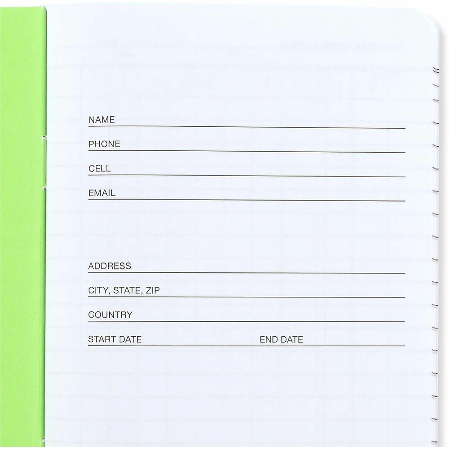 Wilson Jones Foreman's Time Book - Cloth Bound - 4.13" x 6.75" Sheet Size - White Sheet(s) - Green Cover - 1 Each