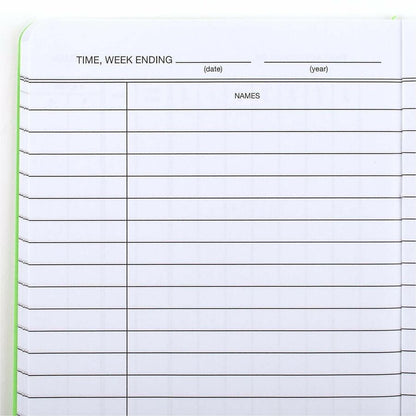 Wilson Jones Foreman's Time Book - Cloth Bound - 4.13" x 6.75" Sheet Size - White Sheet(s) - Green Cover - 1 Each