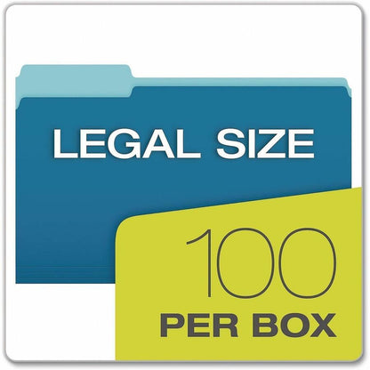 Pendaflex 1/3 Tab Cut Legal Top Tab File Folder - 8 1/2" x 14" - Blue - Acid-free - 0% Recycled - 100 / Box