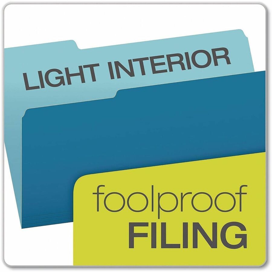 Pendaflex 1/3 Tab Cut Legal Top Tab File Folder - 8 1/2" x 14" - Blue - Acid-free - 0% Recycled - 100 / Box