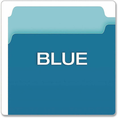 Pendaflex 1/3 Tab Cut Legal Top Tab File Folder - 8 1/2" x 14" - Blue - Acid-free - 0% Recycled - 100 / Box