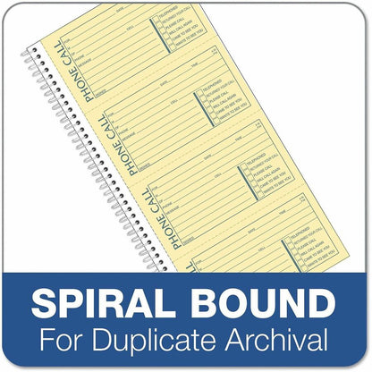 TOPS Telephone Message Book - Spiral Bound - 2 Part - Carbonless Copy - 2.75" x 5" Form Size - 11" x 5.50" Sheet Size - 